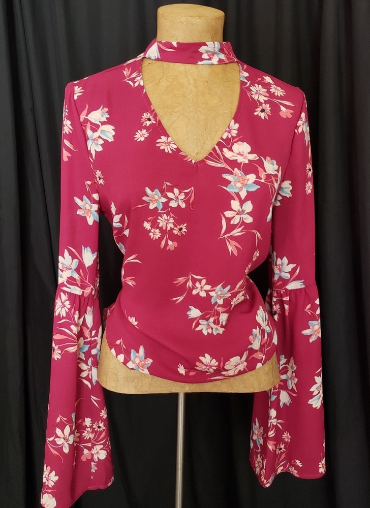 Liberty Love V-Neck/Back Choker Style Blouse